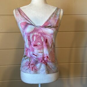 Goa Los Angeles Embroidered Rose Tank Top Size Medium